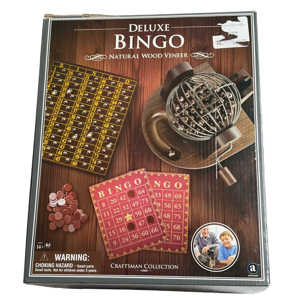 Ambassador Craftsman Collection Deluxe‎ Bingo Set Wood Veneer Metal Cage GF028